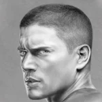 Graphite pencil drawing of Wentworth Miller from Prison Break